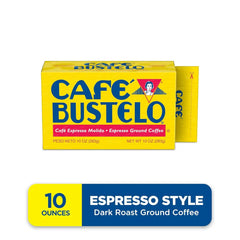 Café Bustelo, Espresso Style Dark Roast Ground Coffee, Vacuum-Packed 10 oz. Brick