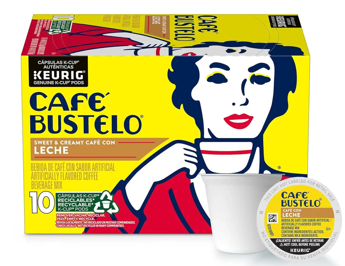 Café Bustelo Sweet & Creamy Café con Leche Coffee, 10 Keurig K-Cup Pods (Pack of 1)